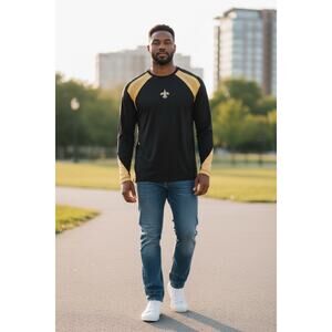 NFL New Orleans Saints Performance Long Sleeve Shirt Men M Athletic
